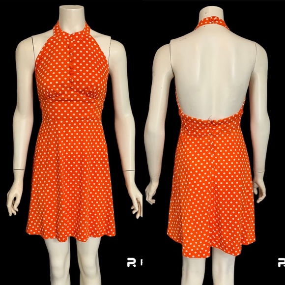 Vintage 60s 70s polka dot polyester dress set - Picture 2 of 11